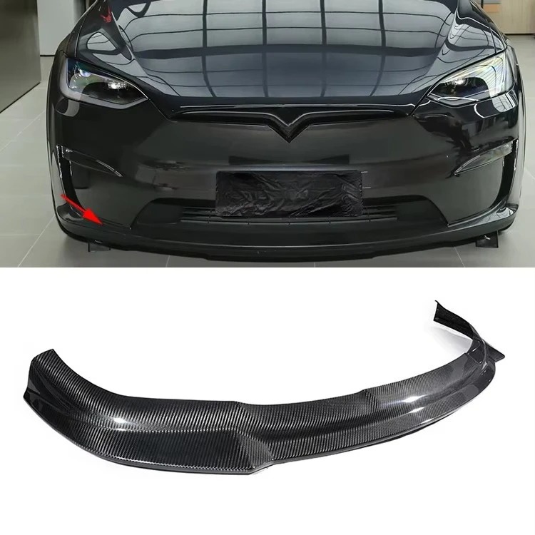 For  Model X 2023 Dry Carbon Fiber Front Bumper Lip Spoiler Exterior Body Kit